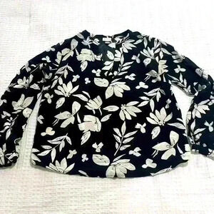 A New Day Long‎ Sleeve Rayon Floral Blouse - Size Small